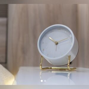Stylish White and Gold Desk Clock